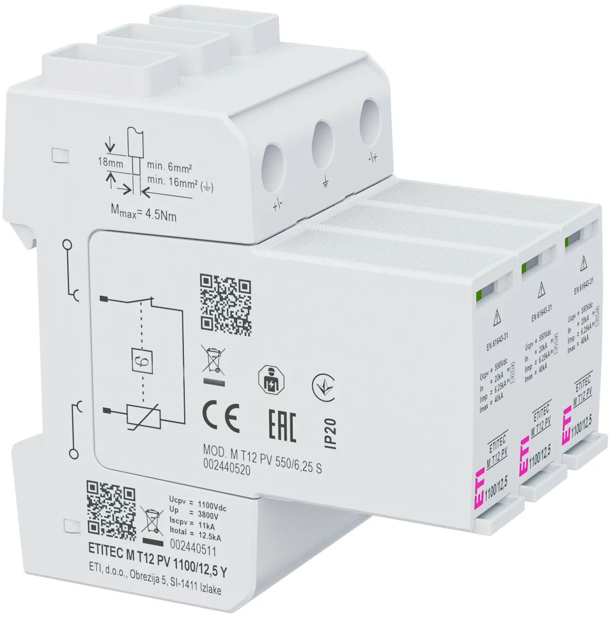 Ogranicznik przepięć ETITEC M T12 PV 1100/12,5 Y 002440511