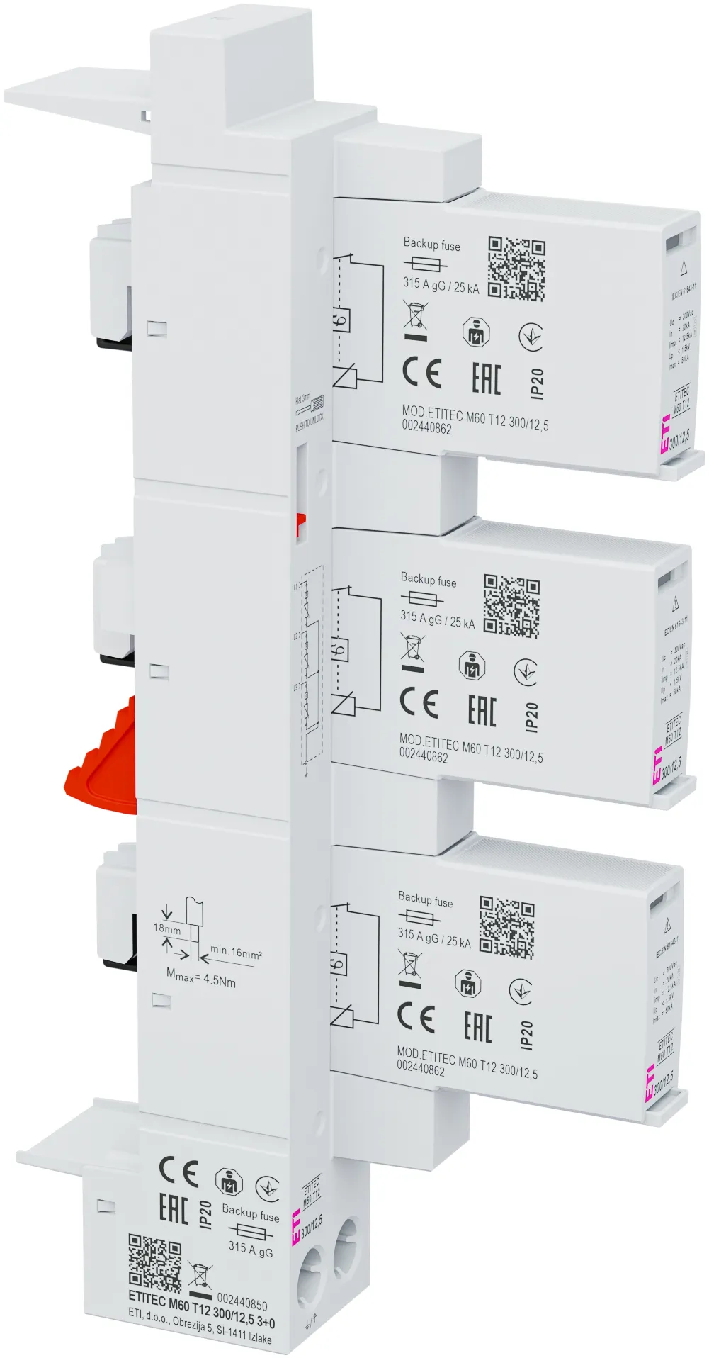 Ogranicznik przepięć ETITEC M60 T12 300/12,5 3+0 002440850