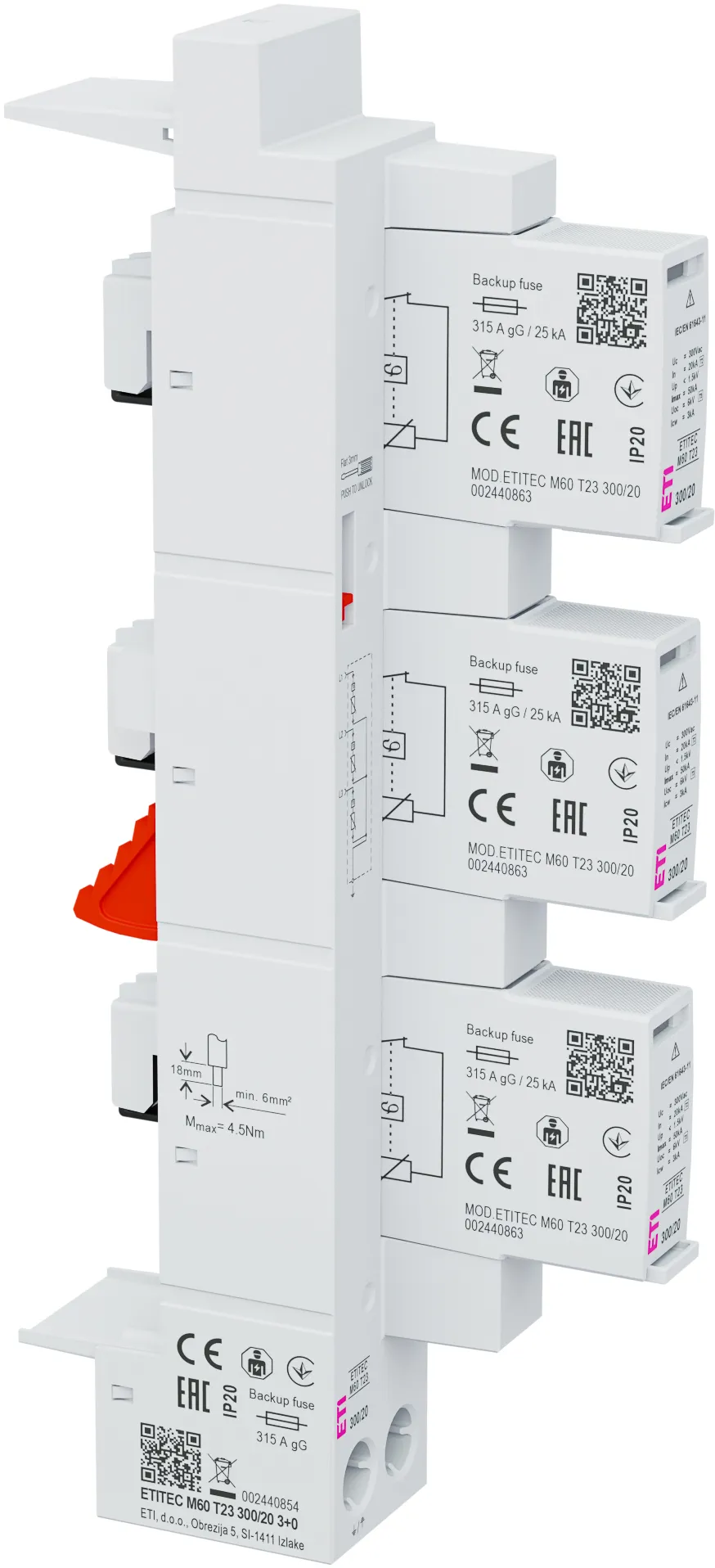 Ogranicznik przepięć ETITEC M60 T23 300/20 3+0 002440854