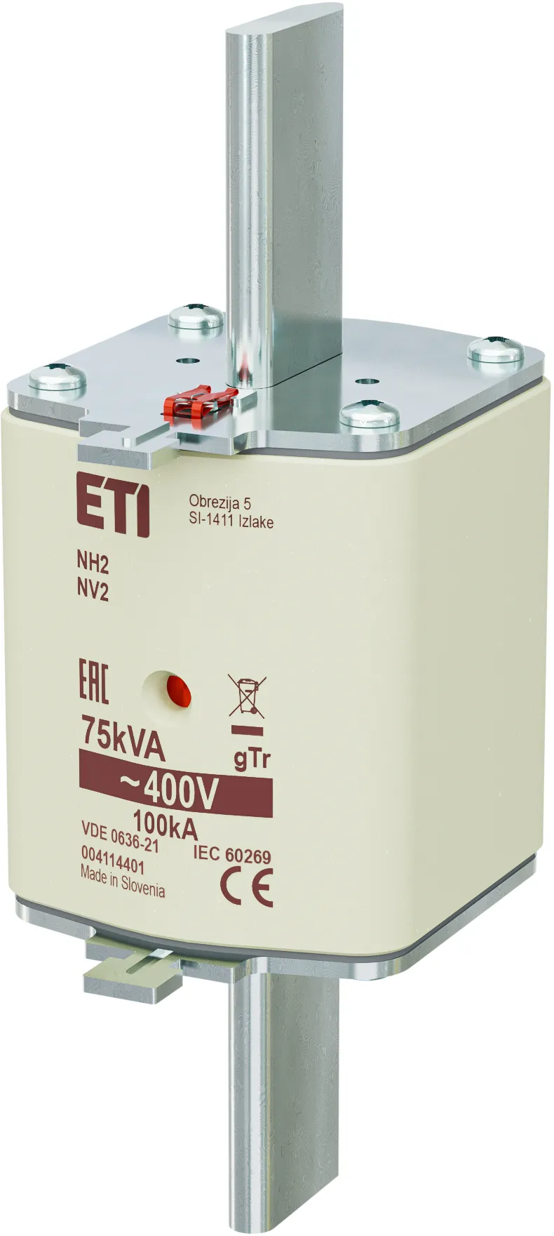 Wkładka topikowa NH2 gTr 108A/400V/75kVA 004114401