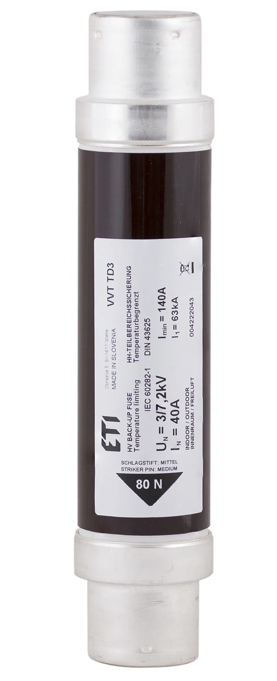 Wkładka topikowa VVT-D3 7,2kV/50A 004222014