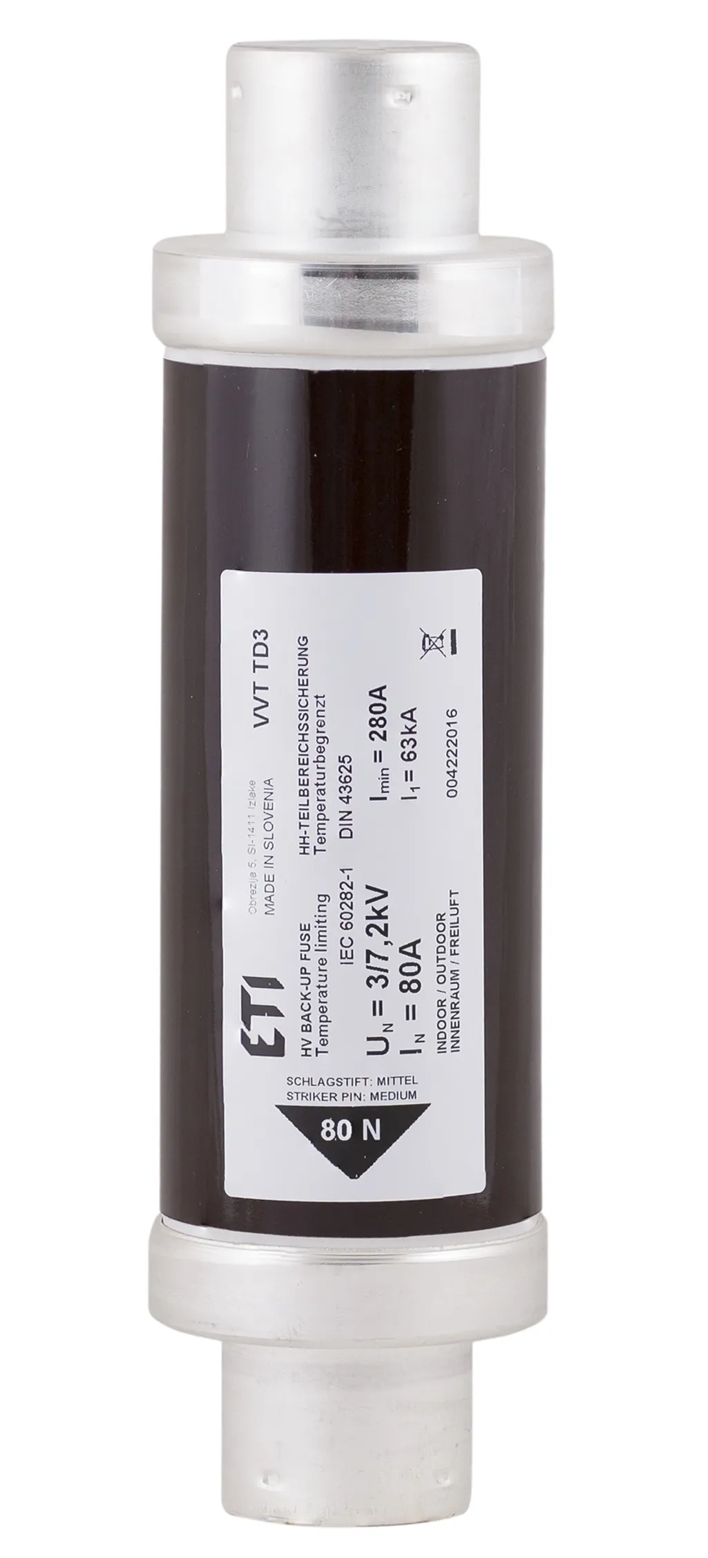 Wkładka topikowa VVT-D3 7,2kV/63A 292 004222515